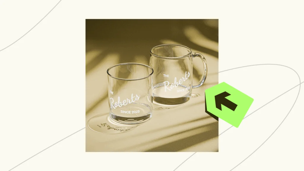 Two glass mugs with “Roberts est. 2025” engraved on the side.