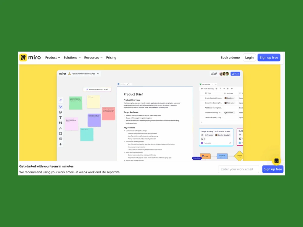 Miro’s homepage hero section screenshot mockup as an example of a top saas company.