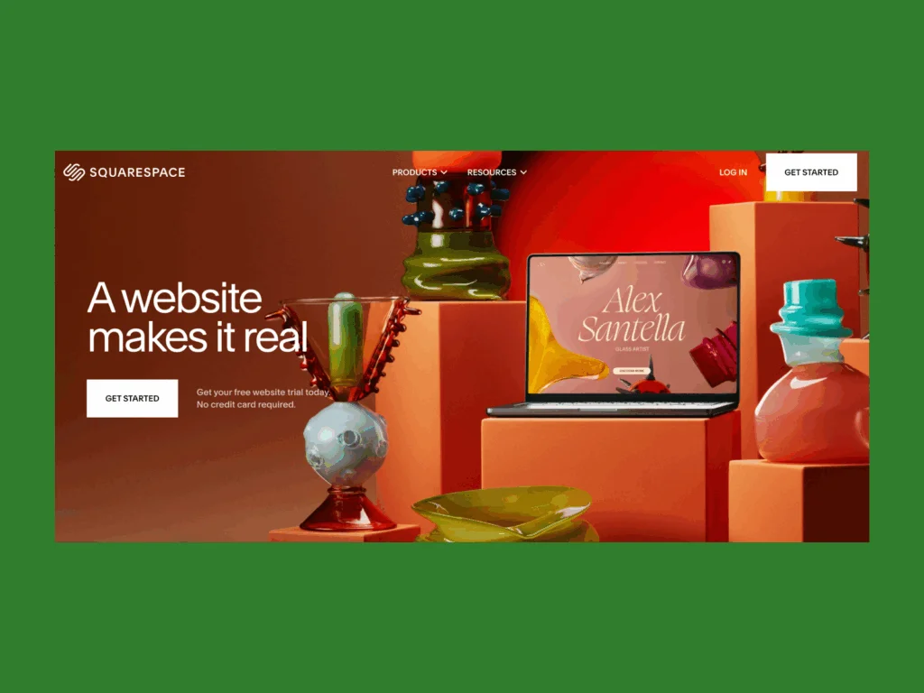A screenshot of a Squarespace landing page.