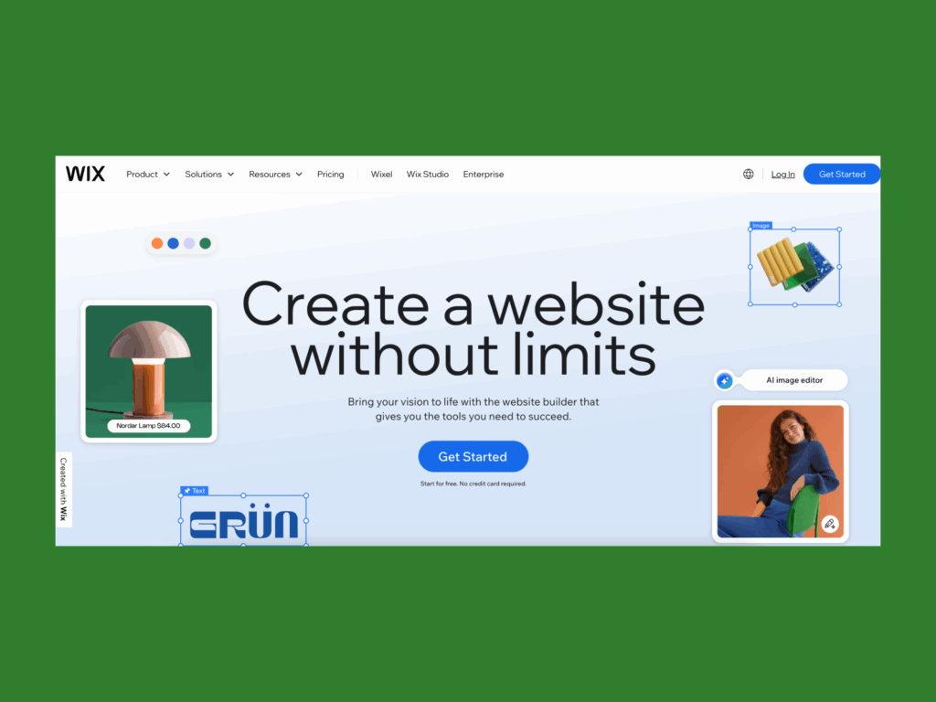 A screenshot of a Wix landing page.