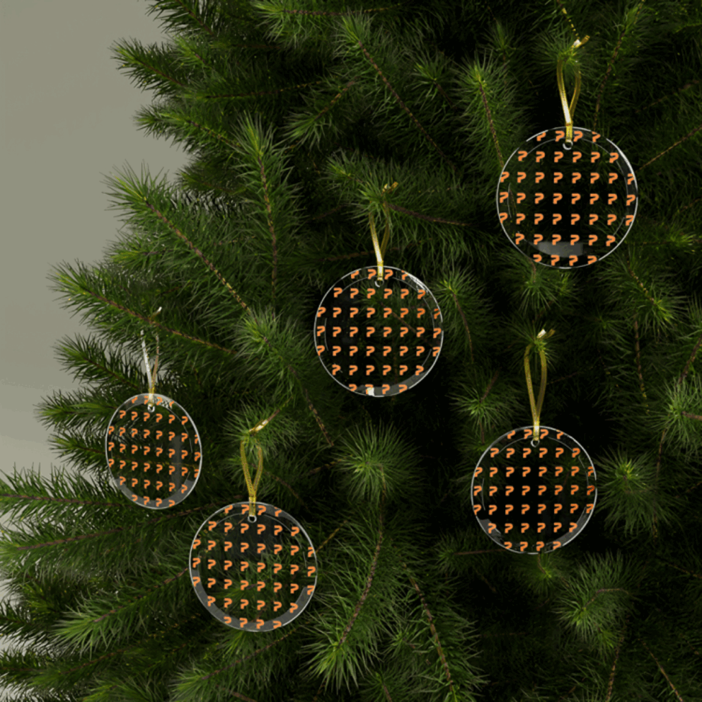 Holiday decor Glass Christmas ornaments with a logo print.