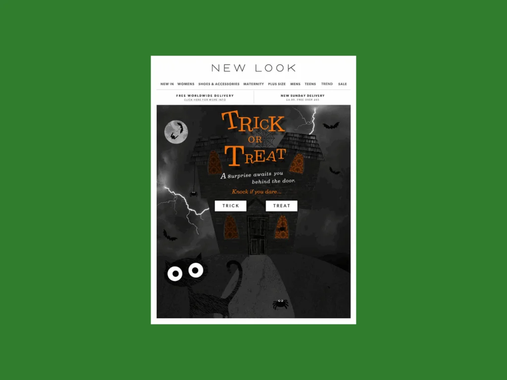 A screenshot mockup of New Look’s Halloween campaign.
