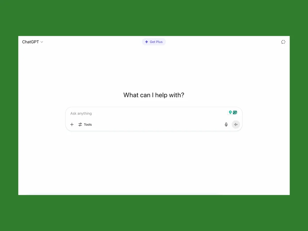 A screenshot mockup with ChatGPT’s prompt entry bar.