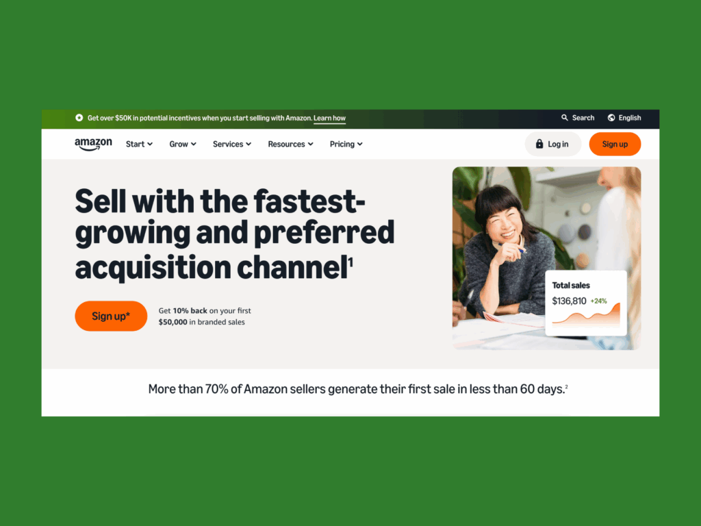 10 amazon A screenshot of the Amazon landing page.