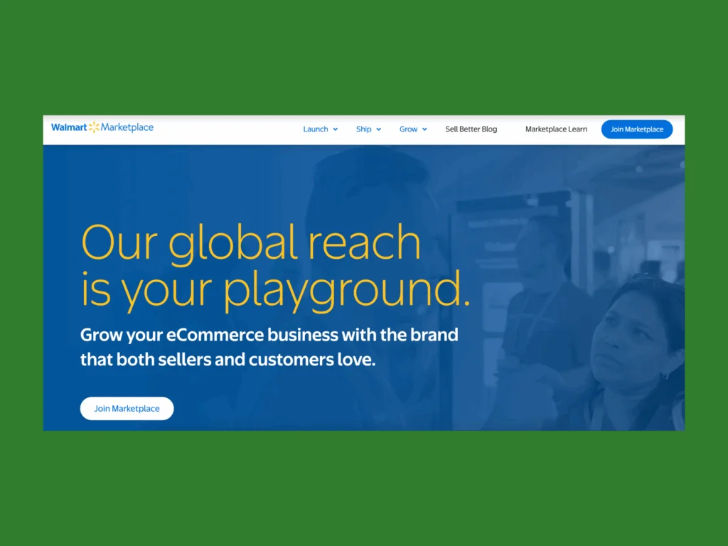 13 walmart A screenshot of the Walmart Marketplace landing page.