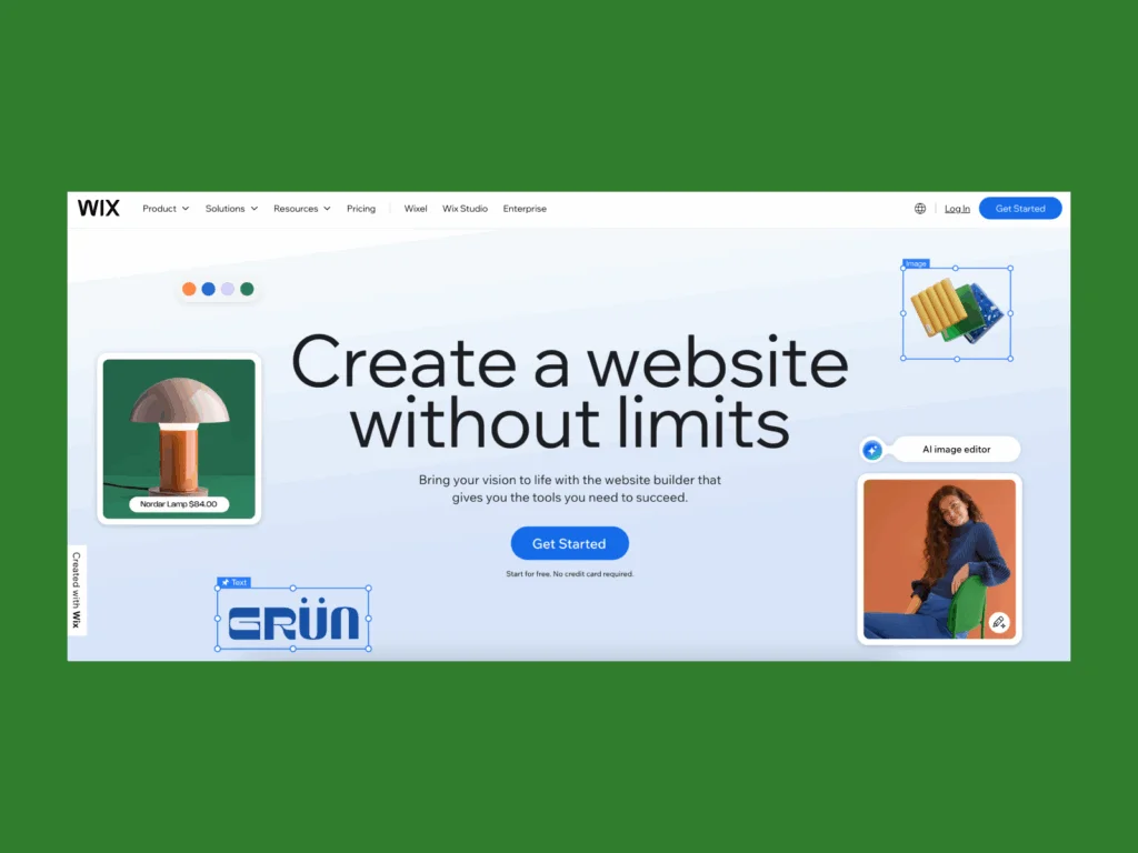 3 wix A screenshot of the Wix landing page.