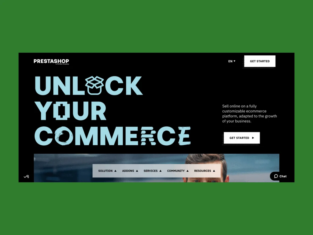 5 prestashop A screenshot of the Prestashop landing page.