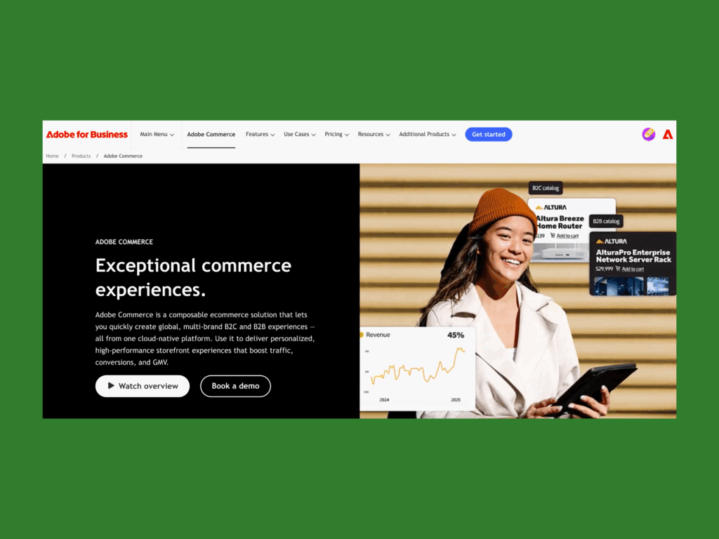 6 adobe A screenshot of the Adobe landing page.