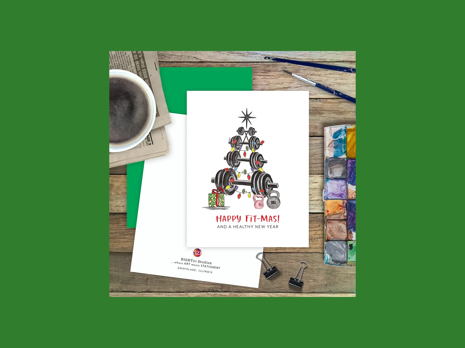 A “Happy Fit-mas” Christmas card.