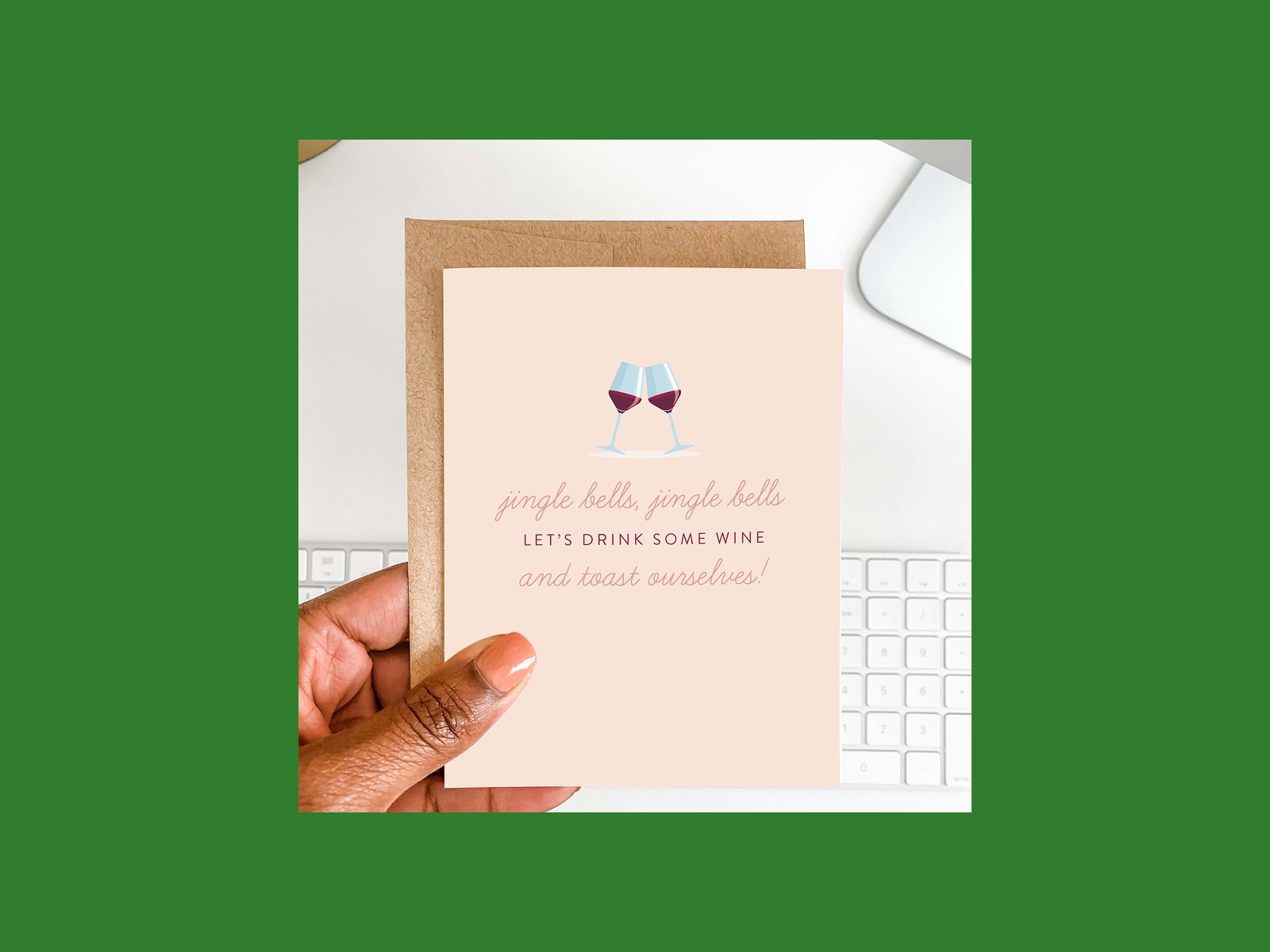 A funny wine-themed Christmas card.