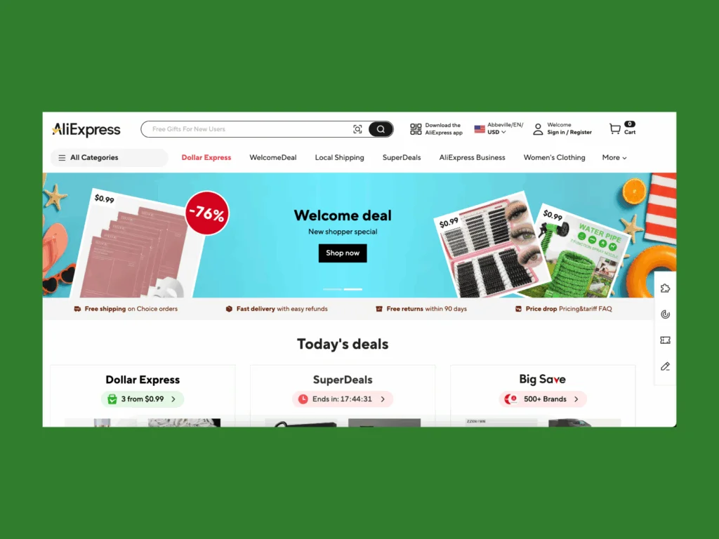 2 aliexpress A screenshot of the Aliexpress landing page.