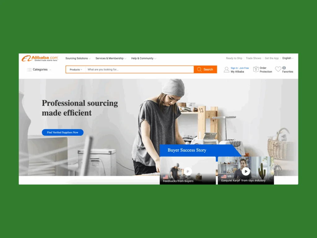 4 alibaba suppliers A screenshot of the Alibaba suppliers landing page.
