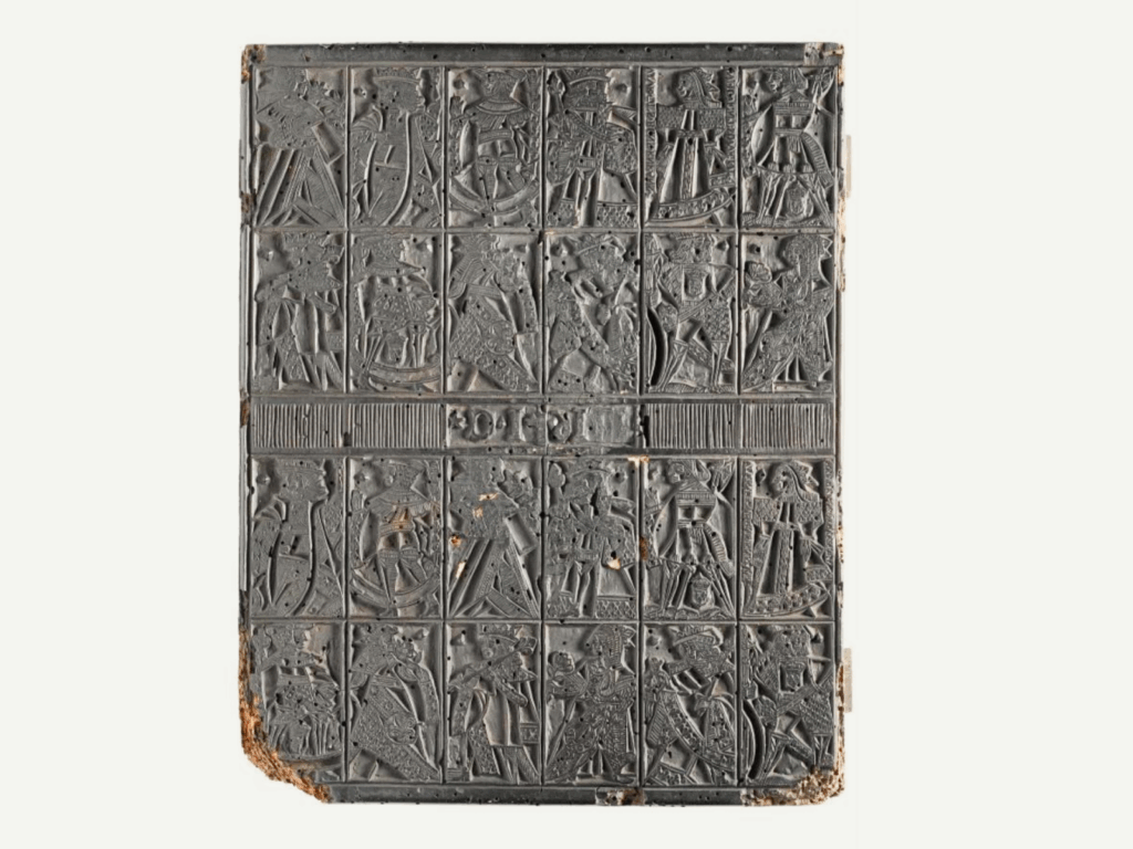 Wooden printing blocks for printing playing cards