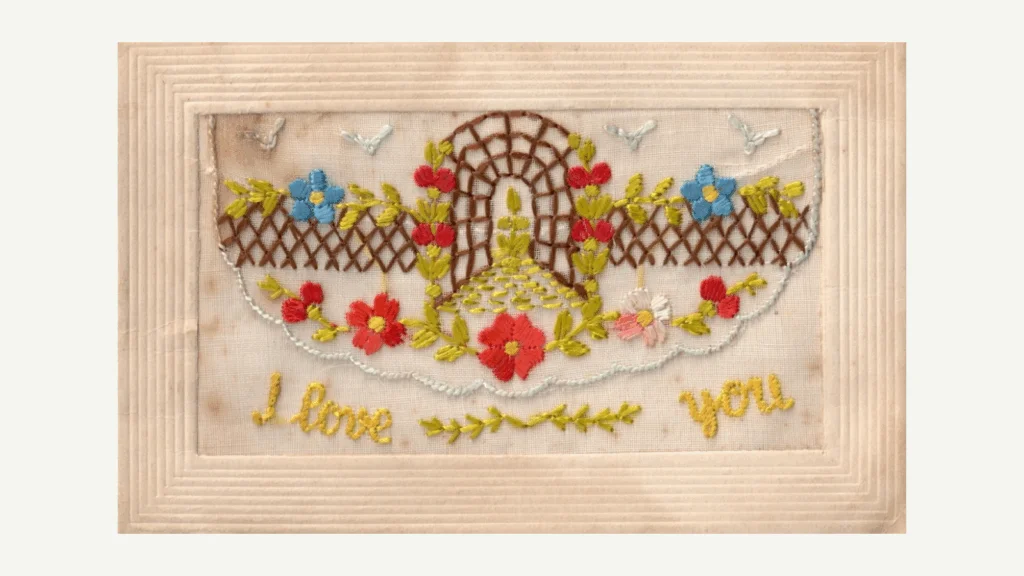 Embroidered postcard