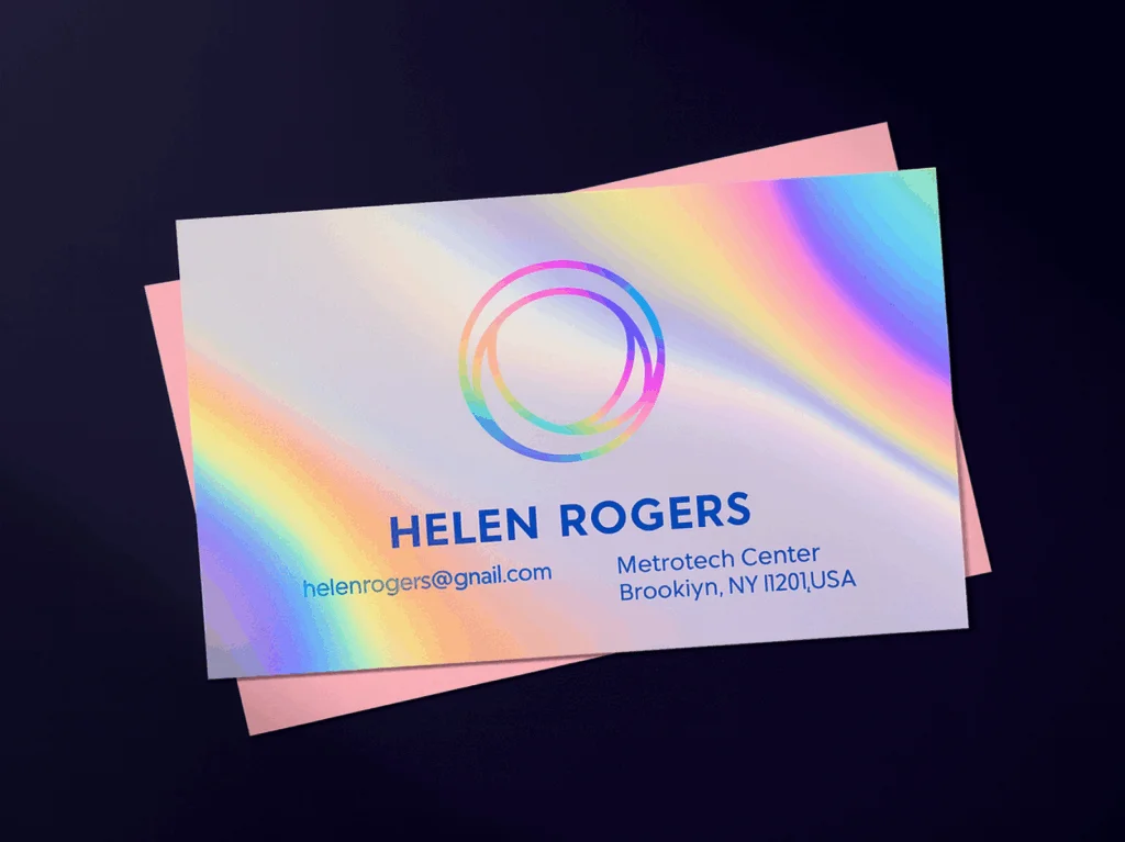 Holographic finishes on a business card 30 business card ideas to make your brand stand out 14