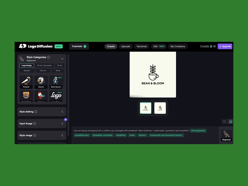 Bean & Bloom logo, created with Logo Diffusion