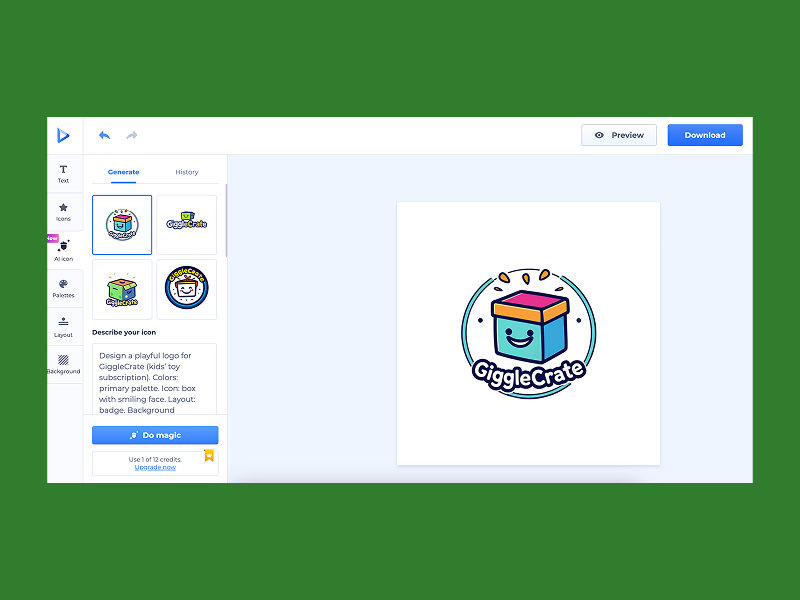 GiggleCrate logo, created with Renderforest.