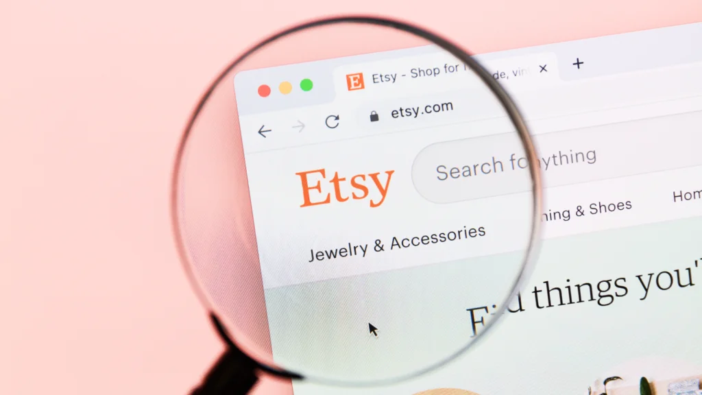 2 What are people searching for on Etsy Top products by category A person looking at the Etsy website.