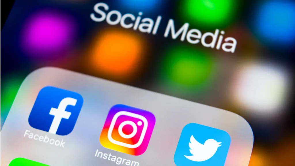 Social media apps on the phone.