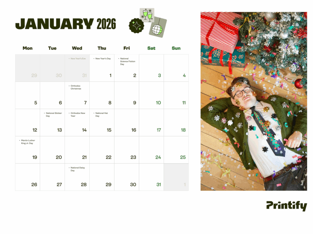 eCommerce holiday calendar for 2026 - January.
