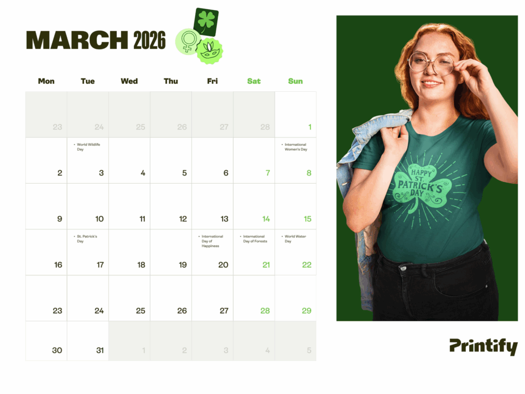 eCommerce holiday calendar for 2026 - March.