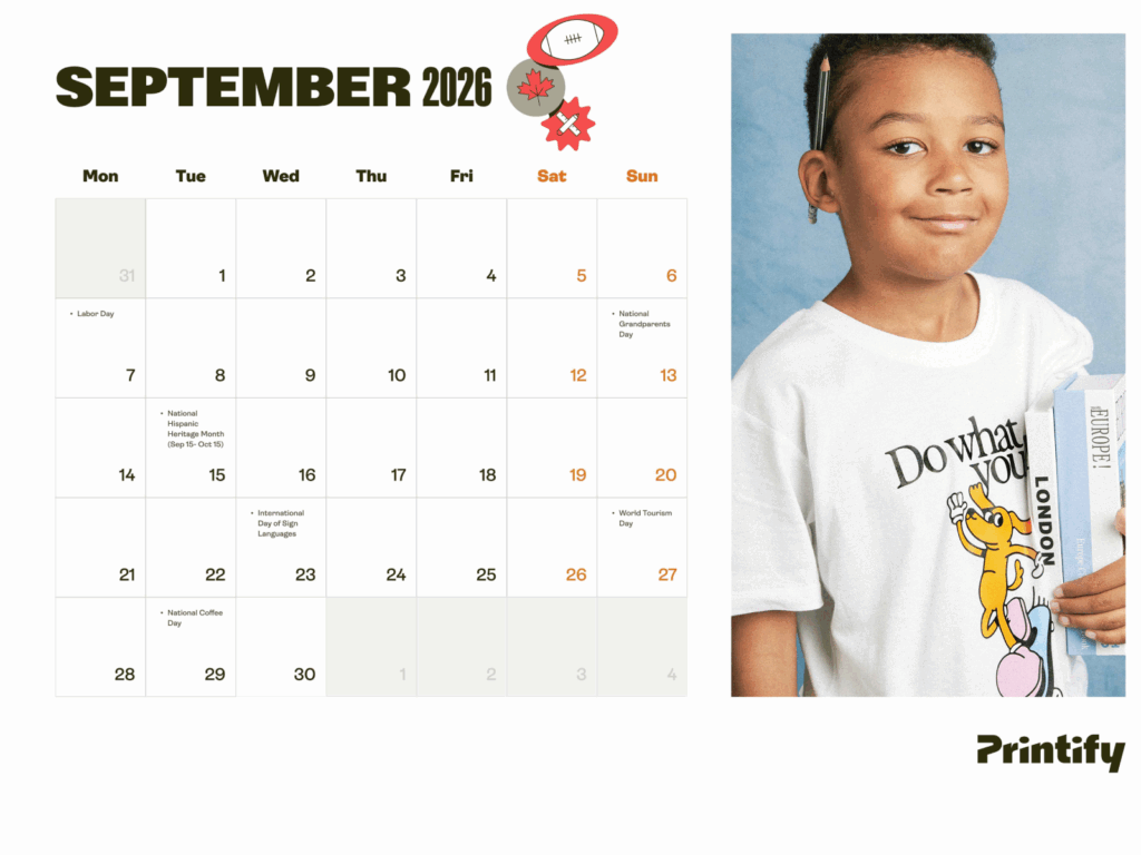 eCommerce holiday calendar for 2026 - September.