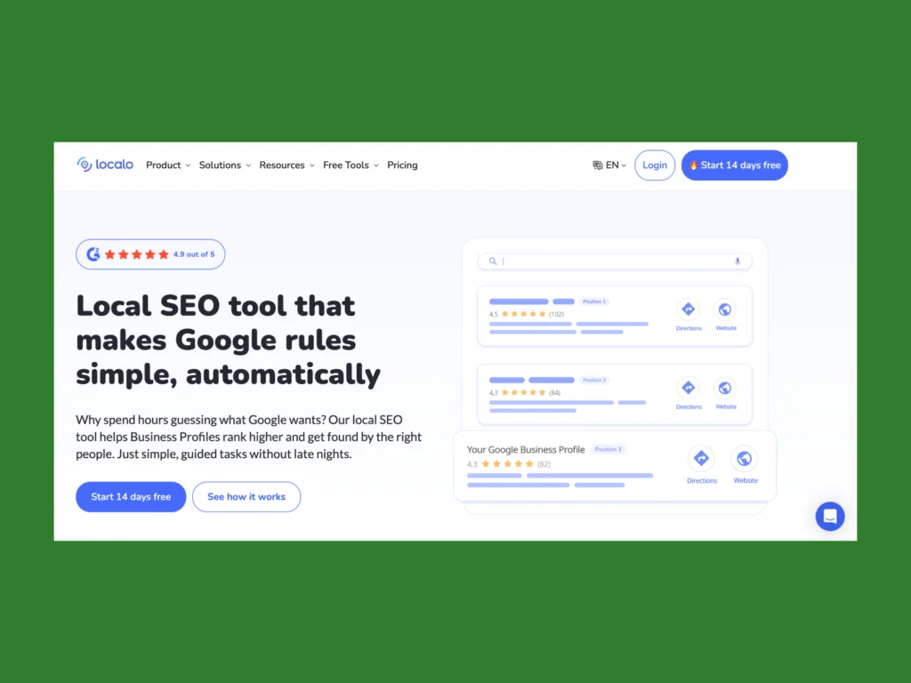 A screenshot of the Localo landing page.