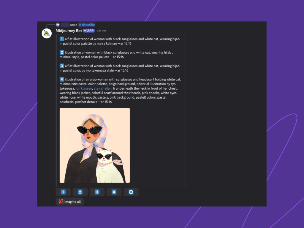 8 Describe Describe mode in Midjourney.