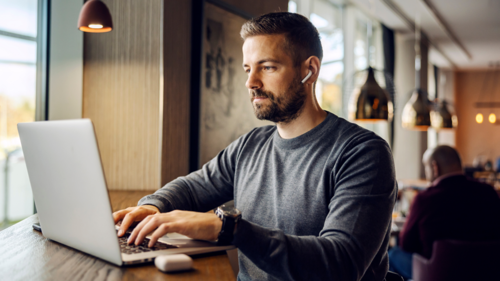 A person is working on a laptop.