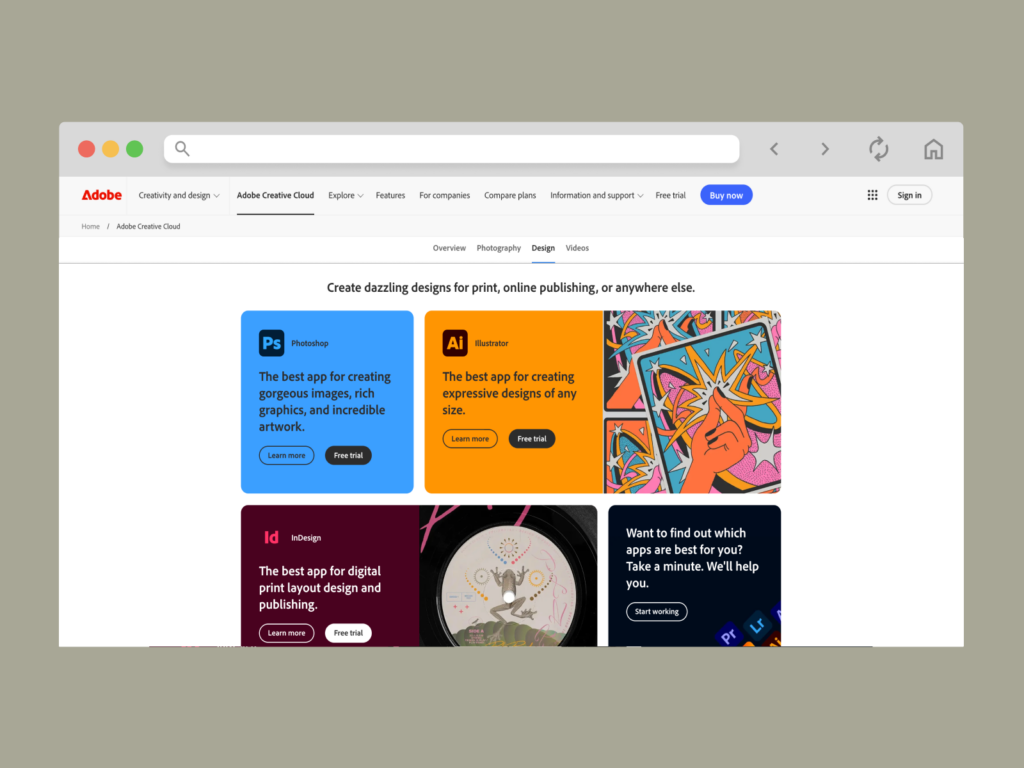 A screenshot of Adobe’s landing page.