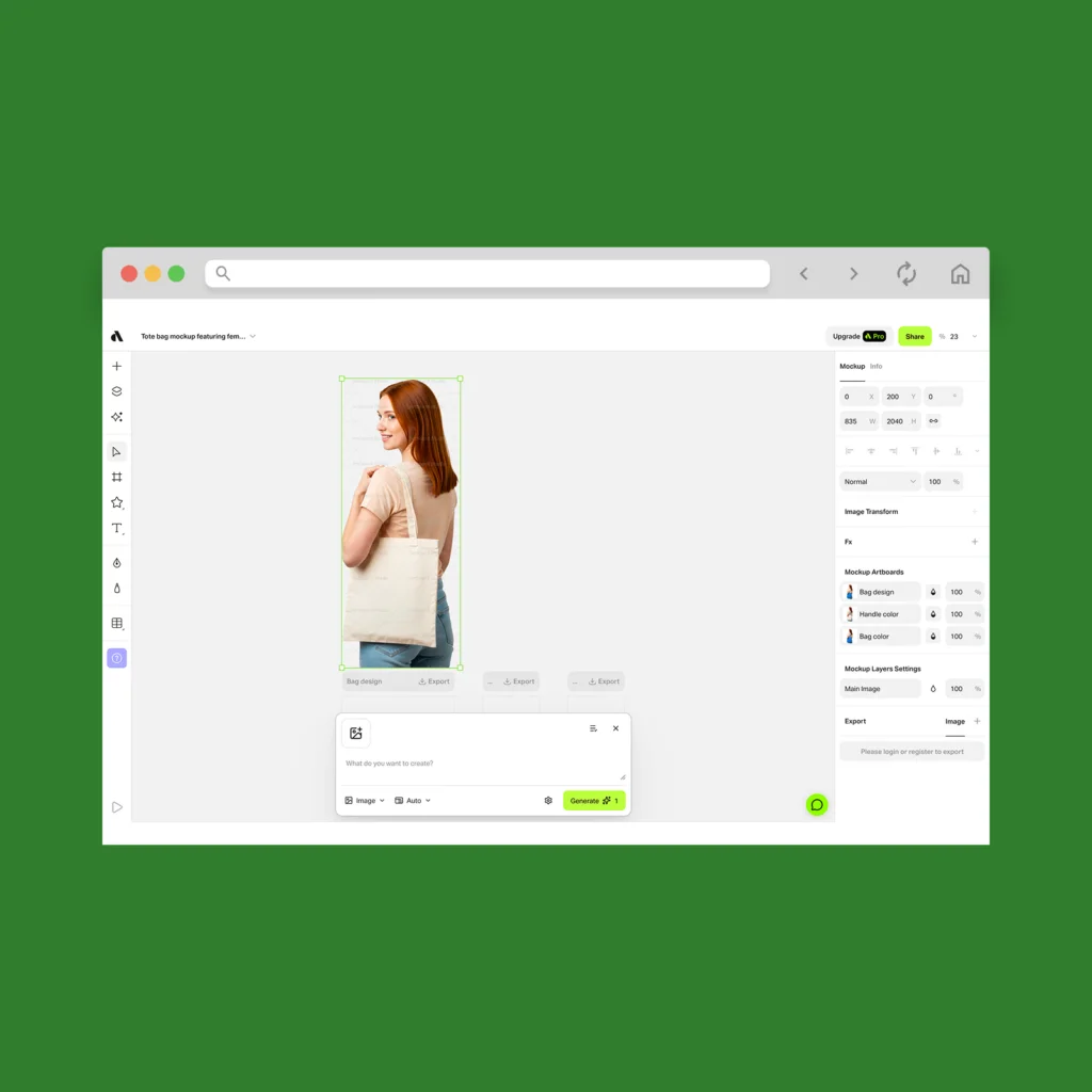 A screenshot mockup of Artboard Studio’s mockup generator.