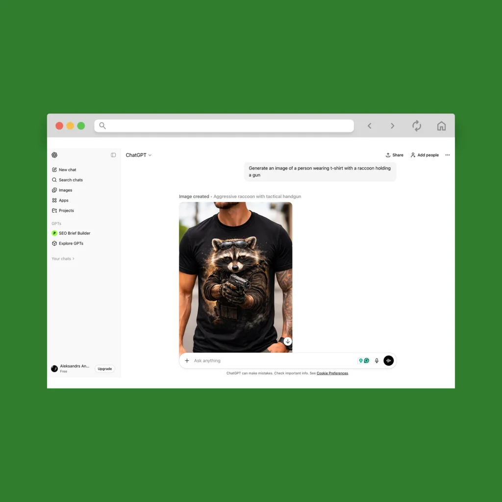 ChatGPT screenshot mockup.