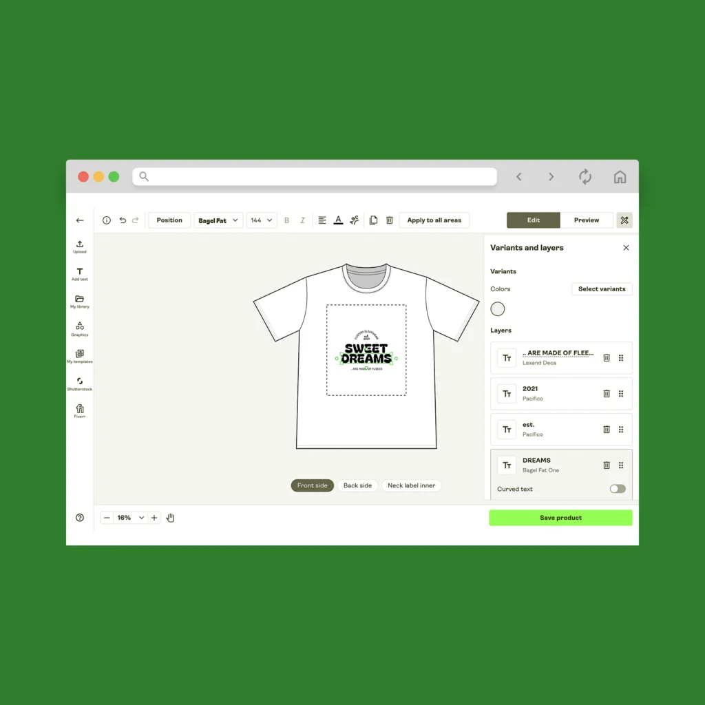A screenshot mockup of Printify’s Product Creator as an example of a beginner-friendly mockup generator for artists.