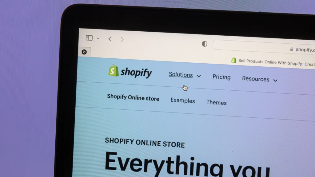 A Shopify landing page on a laptop screen.