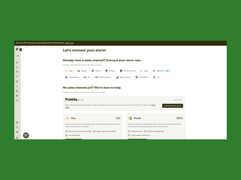 Connect Etsy to a print-on-demand service