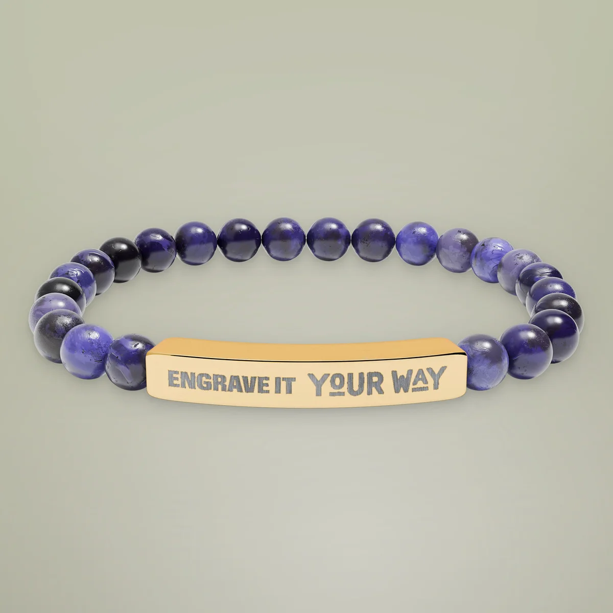 Natural Stone Stretch Bar Bracelet Engraving Custom bracelets 7