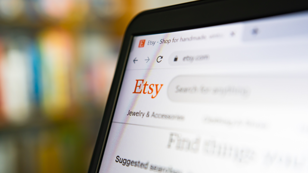 A laptop with Etsy on the browser.