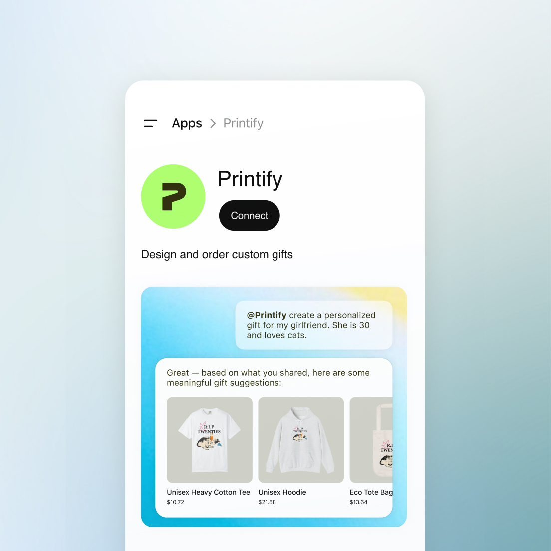 open ai landing page steps 2 Printify x ChatGPT 5