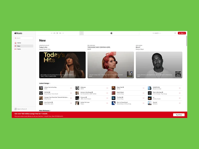 Apple Music interface displaying 