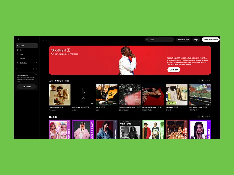 Streaming platform interface with a red "Spotlight" banner featuring a person in a white shirt.