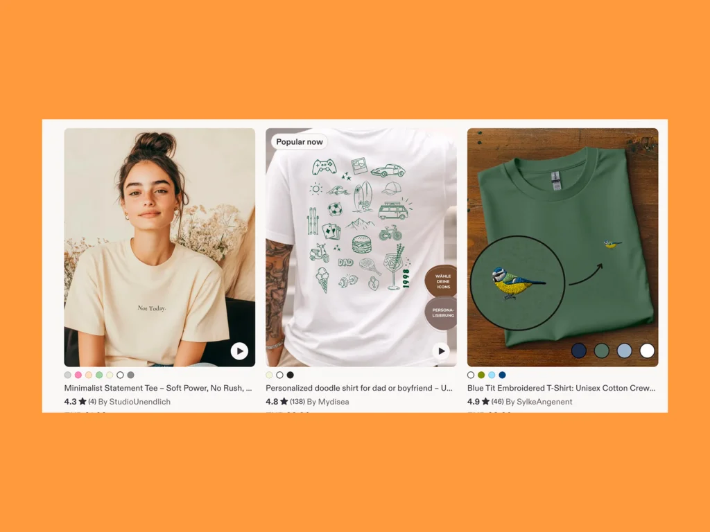 Minimalist apparel mockups A screenshot with minimalist apparel on Etsy.