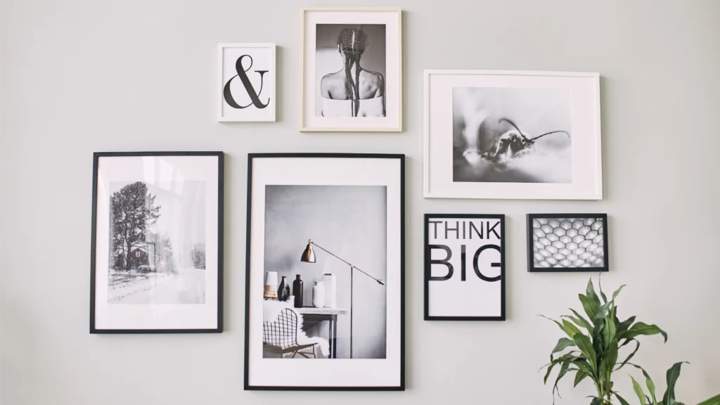 A set of paintings on the wall